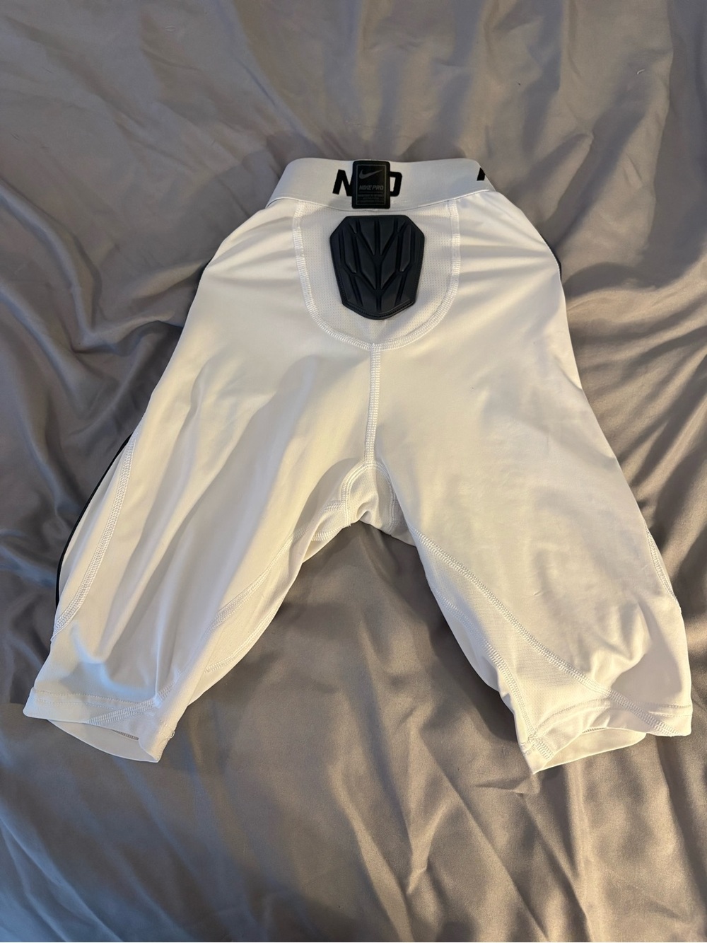 Nike White Compression Shorts with Black Molded Pads - Picture 6 of 7